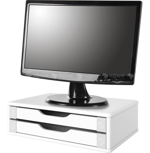 Suporte Para Monitor 2 Gavetas Branco