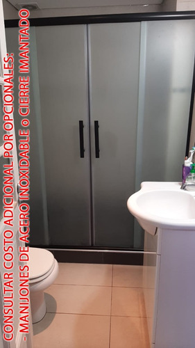 Mampara Baño Corrediza 160x190 Esmerilada 8mm 4 Hojas Pagos!