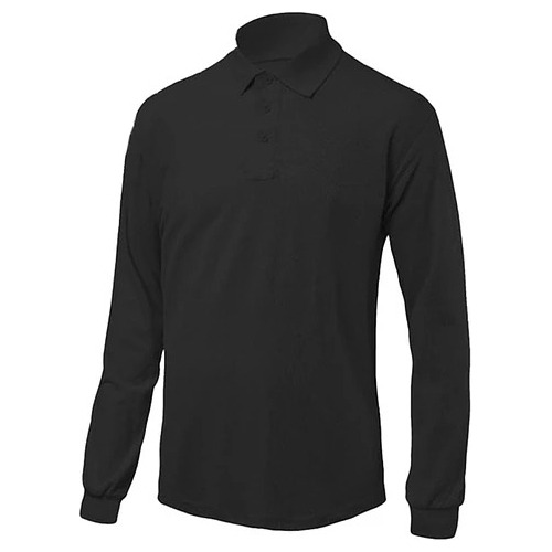 Polera Pique Manga Larga Negra Hombre 