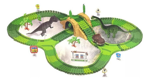 Pista Aventuras Jurasicas Dino Track Puente Y Tunel Color Verde