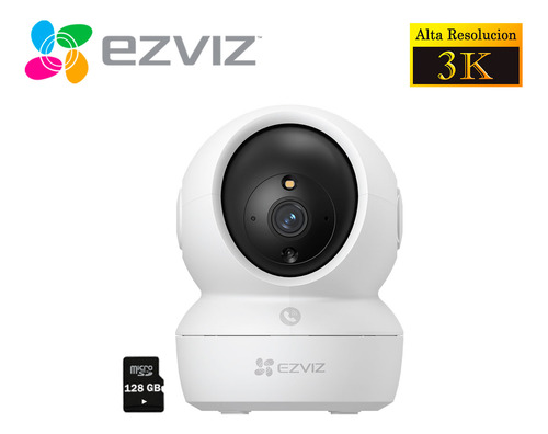 Cámara Seguridad Wifi Ezviz H6c Pro 5mp Gira 360 + Sd 128gb