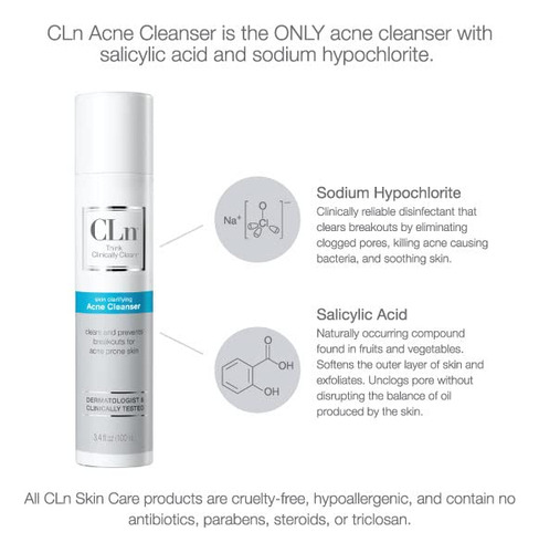 Limpador Facial Cln Acne Cleanser Com 0,5% De Ácido Salicíli
