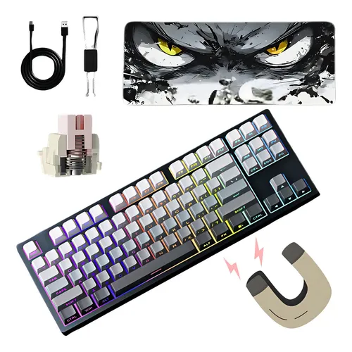 Teclado Mecânico Gamer Magnético Magegee Captain87 RGB 80% Layout