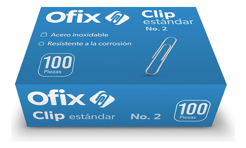 Caja De Clip Para Hojas Ofix Sujeta Documentos 27mm Estandar Color Gris