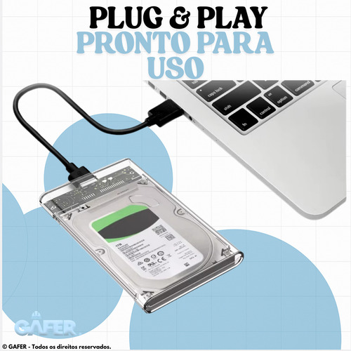 Cabo Case Externo Adaptador Usb 3.0 Hd E Ssd 2.5 Portátil