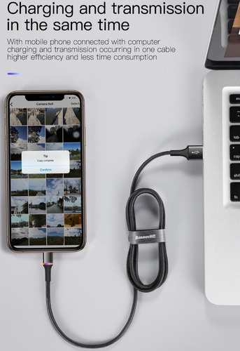Imagen 9 de 9 de Cable Lightning Baseus Led iPhone 11 Xs Max Xr Reforzado 3m