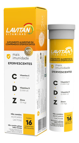 Suplemento Em Comprimidos Efervescentes Cimed Lavitan Vitaminas Sabor Laranja Em Caixa De 100g 16 Un