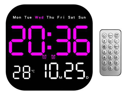 Reloj Despertador Digital Control Remoto Calendario Rosa