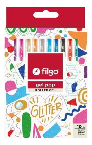 Boligrafo Filgo Roller Gel Pop Glitter Estuche X10u