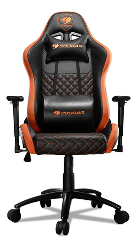 Silla de escritorio Cougar Armor Pro gamer ergonómica  naranja y negra con tapizado de cuero sintético y gamuza sintética