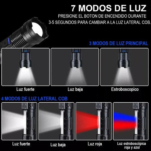 Linterna Bossney Bs-l3994-tg Luz Blanca 7 Modos