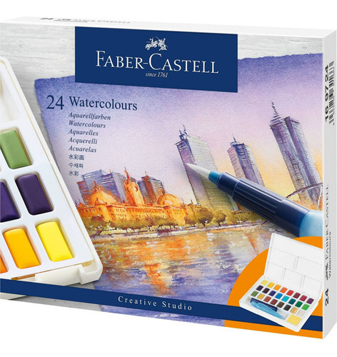 Acuarelas En Pastillas Faber-castell X24 Colores Color Multicolor