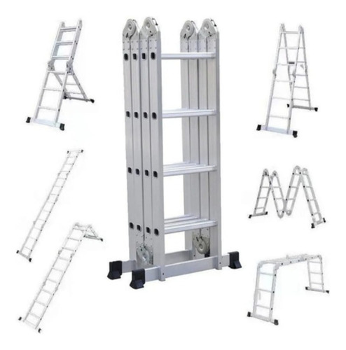 Escalera Multipropósito 16 Peldaños Aluminio Alta Resistenci