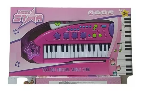 Teclado musical infantil rosa