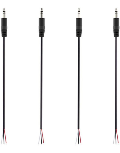 Adaptador 3.5mm Trs 3 Polos A Cable Desnudo, 12 In/4 Pack