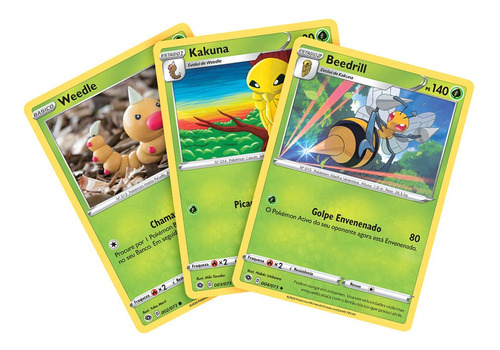 Kit Carta Pokémon Beedril Kakuna Weedle Caminho Do Campeão
