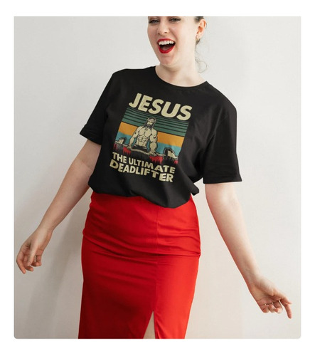 Polera Unisex Jesus Dios Meme Peso Muerto Algodon Estampado