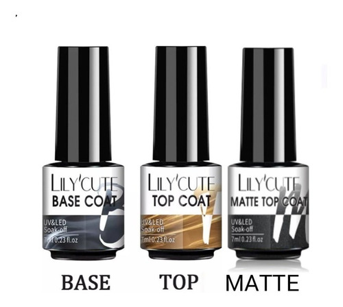 Base + Top+ Matte Coat Semipermanente Polygel Uñas Acrilicas