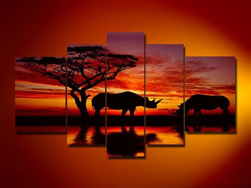 Cuadros Modernos Africanos Pintados En Tela Paisajes