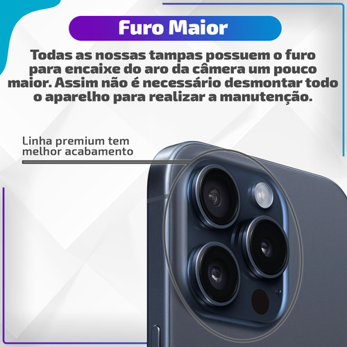 Tampa Traseira Vidro Compatível Com iPhone 15 Pro Premium