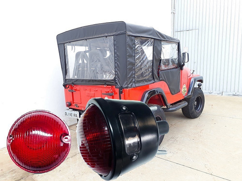 Lanterna Traseira Jeep Willys Preta C/ Vigia