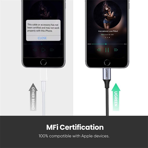 Imagen 5 de 10 de Ugreen Adaptador De Lightning A Jack De 3.5 Mm Para Audífono