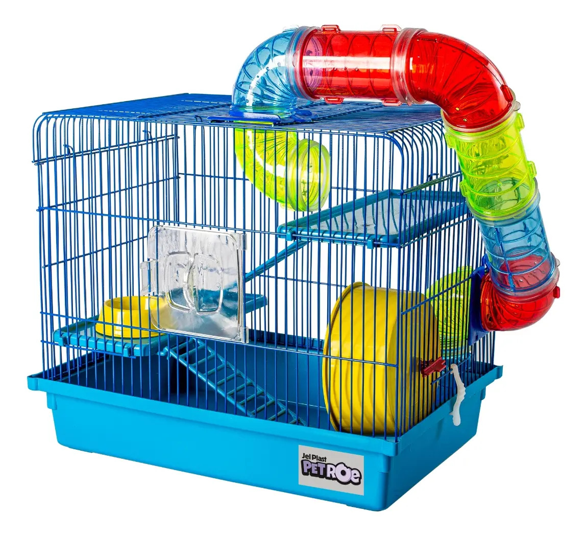 Gaiola Para Hamster Completa 3 Andares Tubo Luxo Slim Cor Azul