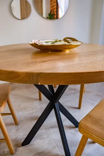 Mesa Comedor Redonda Roble Macizo 70 Cm