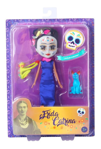 Muñeca Frida Catrina, Sr. Xolotl Y Fulang Chang-vestido Azul