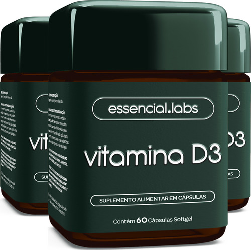 03 POTES da VITAMINA D3 2000ui - 180 Cápsulas Softgel - Fórmula Concentrada com Máxima Absorção