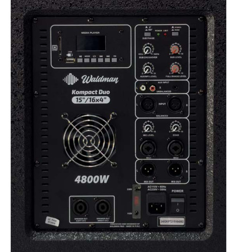 Caixa Amplificada De 15 (sistema De Torre Ativo) Kpt2-15164 Cor Preto 110v/220v