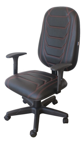 Cadeira Gamer Spider Efx Braço Regulável Modelo Presidente Cor Costura Laranja / Couro Preto