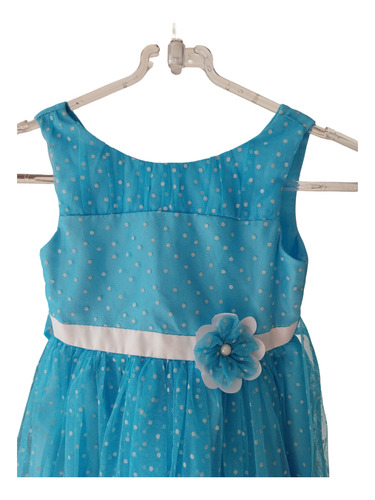 Vestido Nena Tul Turquesa Lunar Forrado Jona Michelle Talle5 (Usado)
