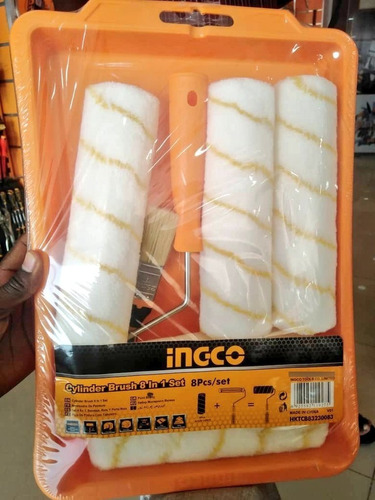 Imagen 4 de 7 de Set De Pintura Ingco 8 En 1 Bandeja Rodillo Pincel Repuestos