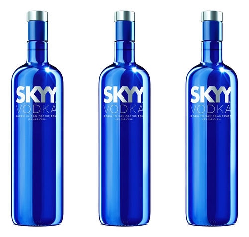 Vodka Tradicional Skyy 980ml Original Kit Com 3 Unidades