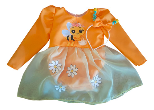Disfraz Abejita Chiquitita: Body/enterito Con Falda Y Vincha Amarillo 12-18