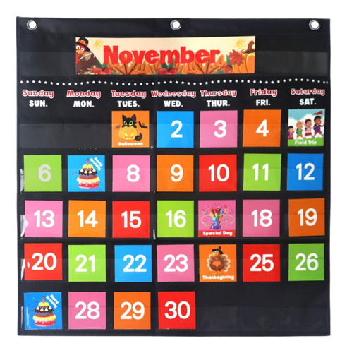 Calendario De Bolsillo Para El Aula, Gráfico De Negro