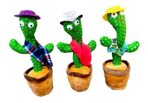 Cactus Bailarín Juguete De Peluche Repetidor De Voz Música.