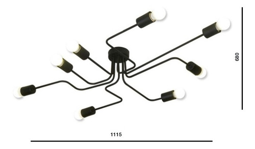 Imagen 3 de 4 de Araña 8 Luces Brazos Vintage Apto Lamparas Led Fz