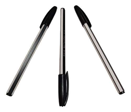 Boligrafo Lapicera Arira Trazo Firme Suave Negro 1mm Pack X3 Exterior Blanco/negro