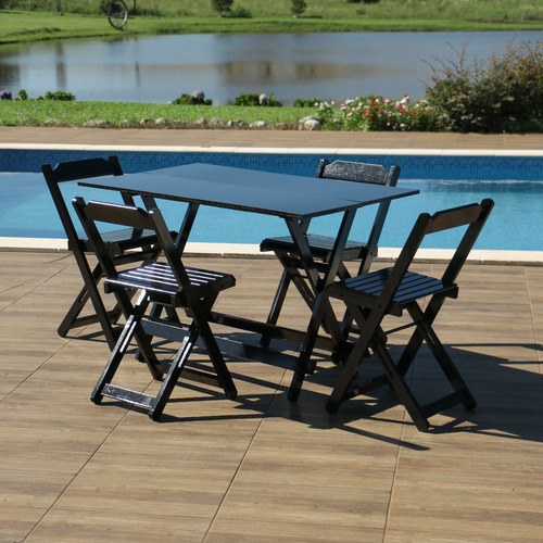 Kit 10 Conjuntos Mesa Bar 1.20 X 70 C/ 4 Cadeiras Dobráveis Cor Preto Desenho od Tecido das Cadeiras Não Possui Móveis Britz
