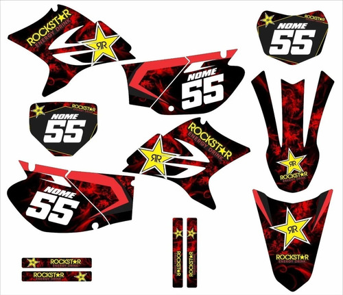 Adesivos Laminado Motocross Trilha Para Yamaha Ttr 230 19995 Cor VERMELHO/PRETO