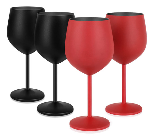 Lifecapido Juego De 4 Copas De Vino De Acero Inoxidable, Cop