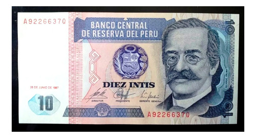 Billete Peru. 10 Intis 1987. Sin Circular 