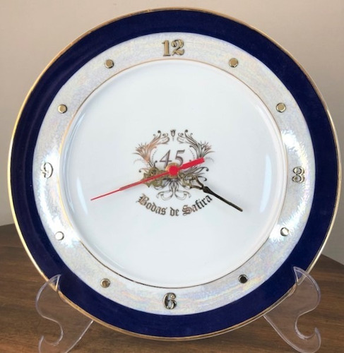 Imagem 1 de 5 de Relógio Bodas De Safira 45 Anos De Casamento 28cm