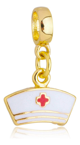 Berloques enfermagem enfermeira banhado a ouro 18k premium cor dourado Work Semijoias