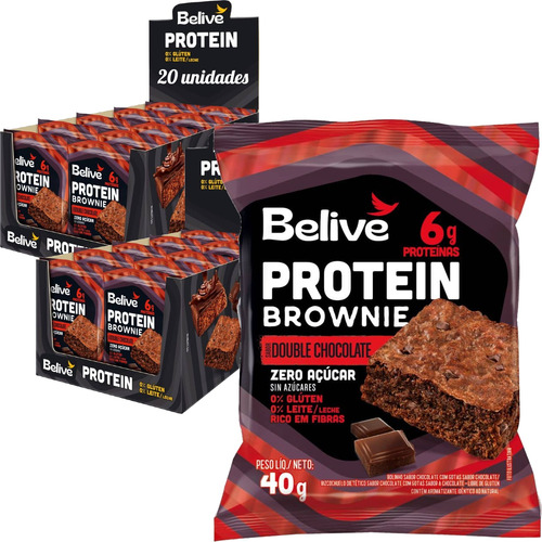Protein Brownie Double Chocolate Zero Belive 40g (20 Und)