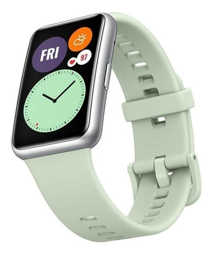 Huawei Watch Fit 1.64" caja de fibra polimérica silver malla green mint de silicona TIA-B09
