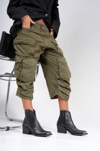 Botas Texanas Caña Corta Puntera Metalica Cuero Mujer