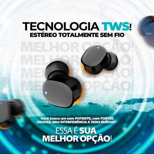 Fone De Ouvido Bluetooth Sem Fio Maxnova 5.1 Tws Com Case Led Cor Preto